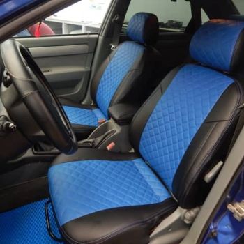 Авточехлы Автопилот Чёрный синий Ромб