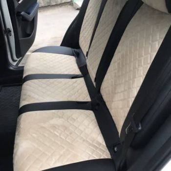 Авточехлы Автопилот черный бежевый алькантара Ромб